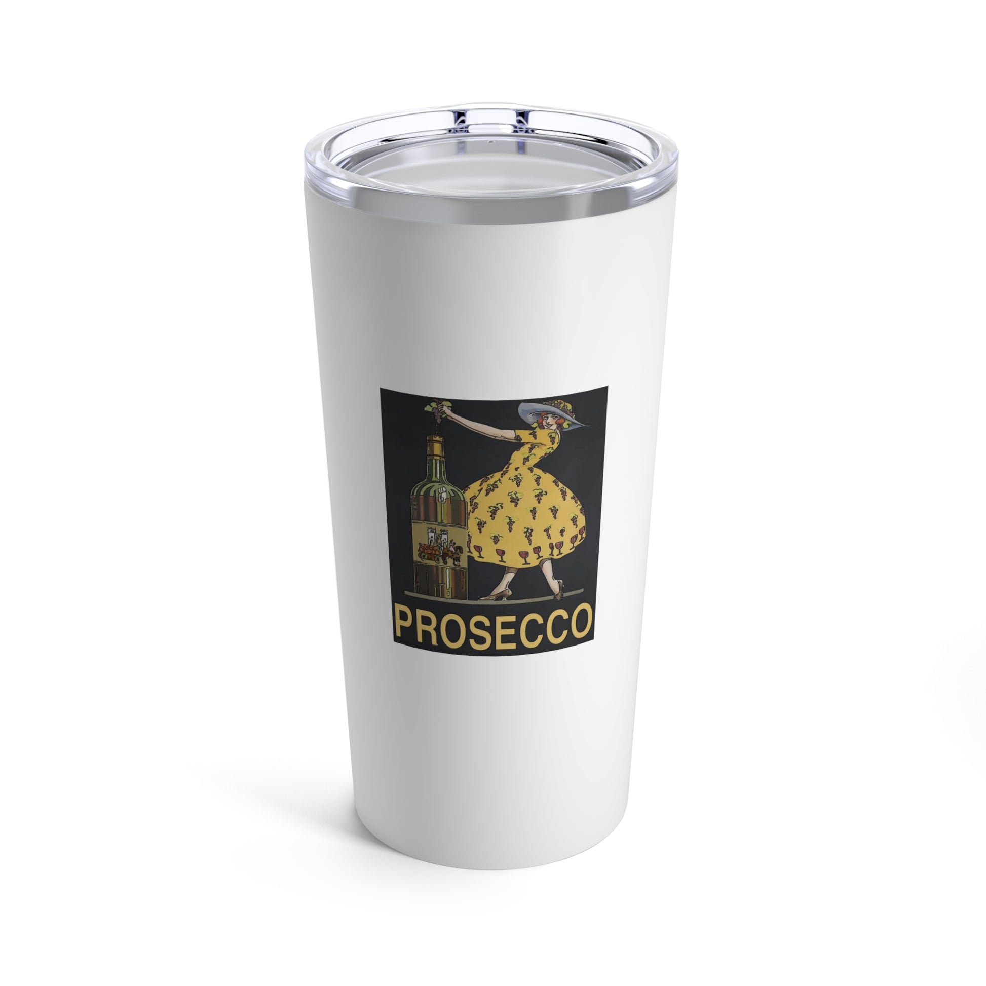 20oz Wine Tumbler - Prosecco Vintage Wine Art + Vacuum-Insulated +