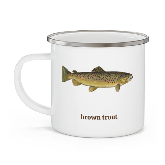Brown Trout Enamel Camping Mug
