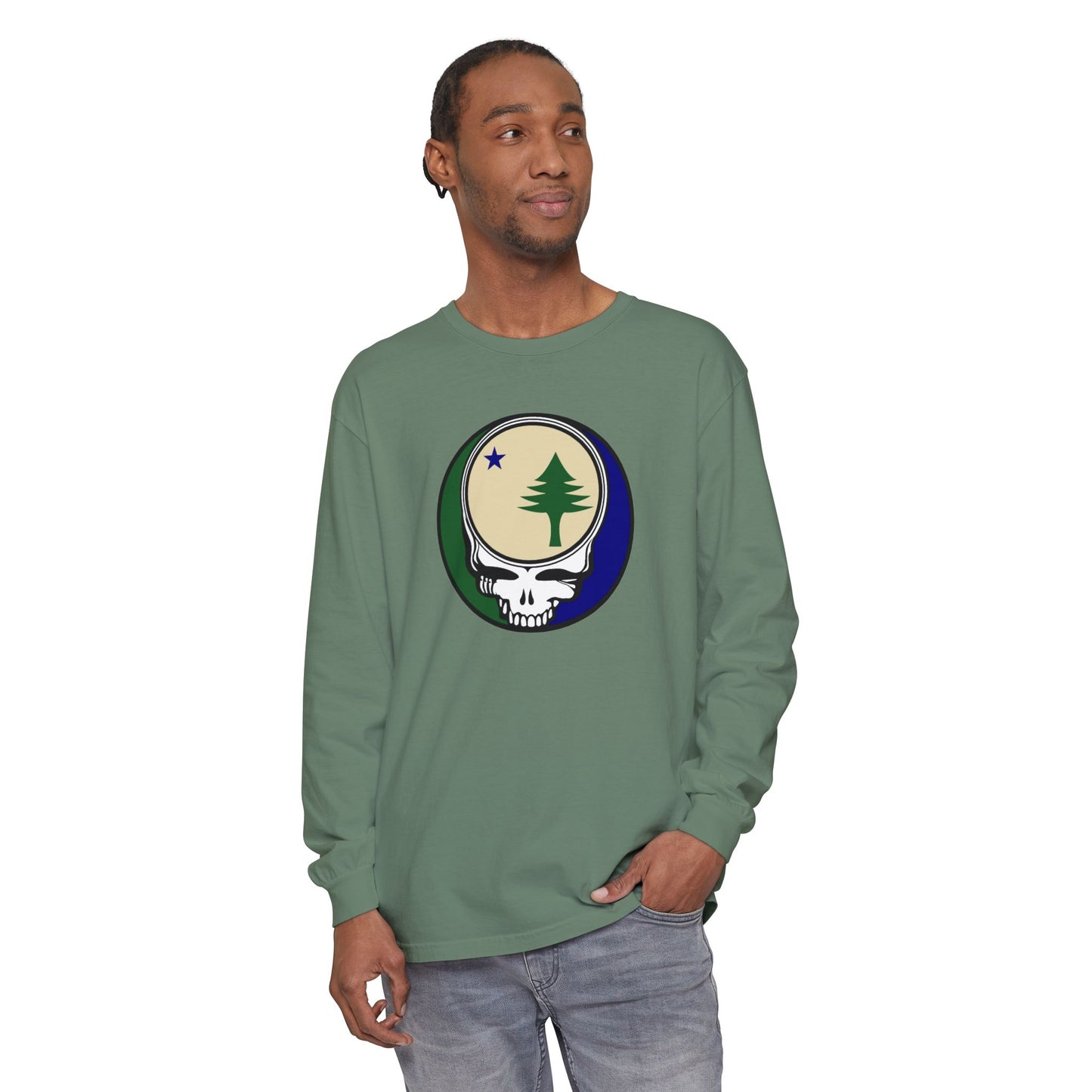 Maine Unofficial State Flag Vineyard Collection Unisex Garment-dyed Long Sleeve