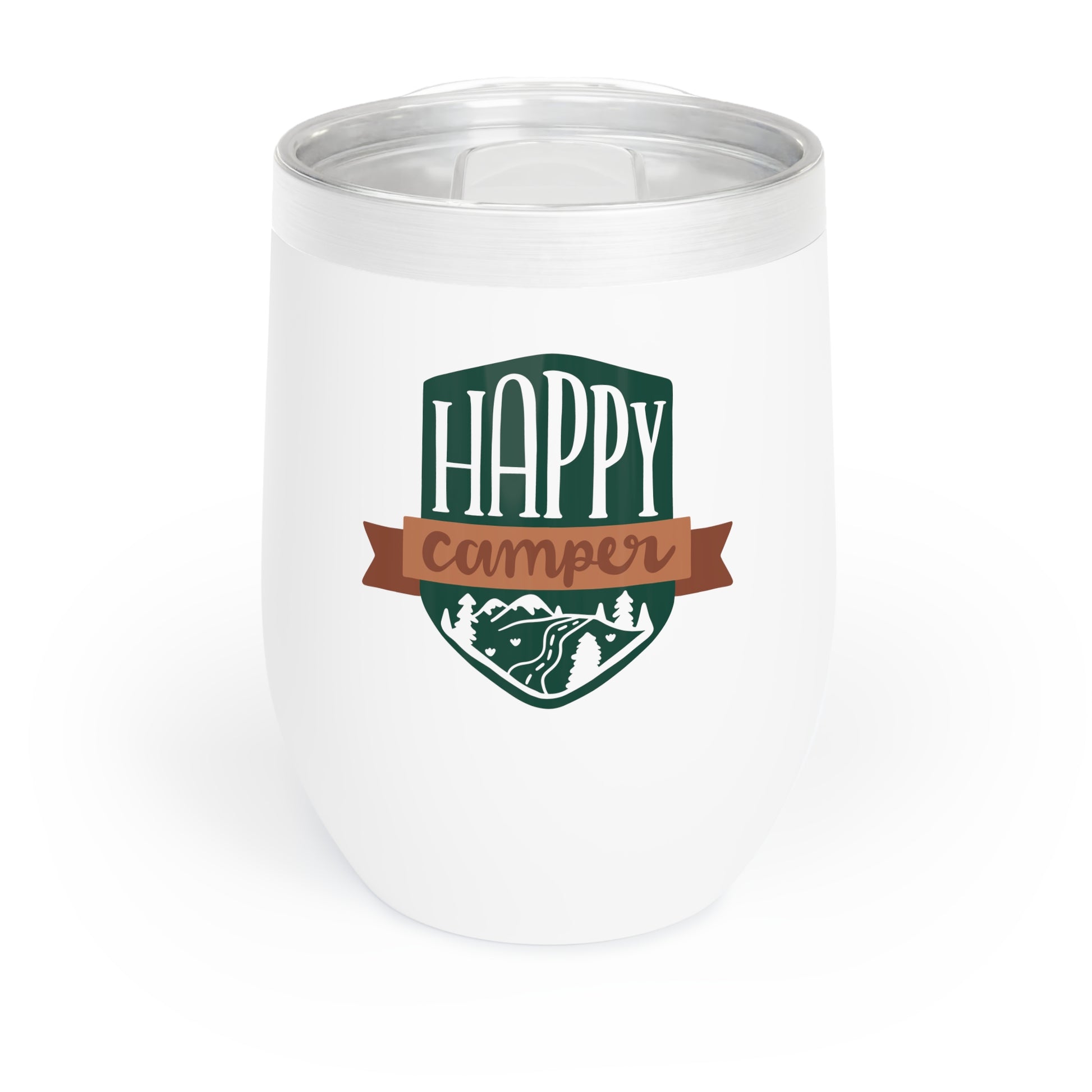 12oz Wine Tumbler - Happy Camper - Vacuum-Insulated Hot/Cold