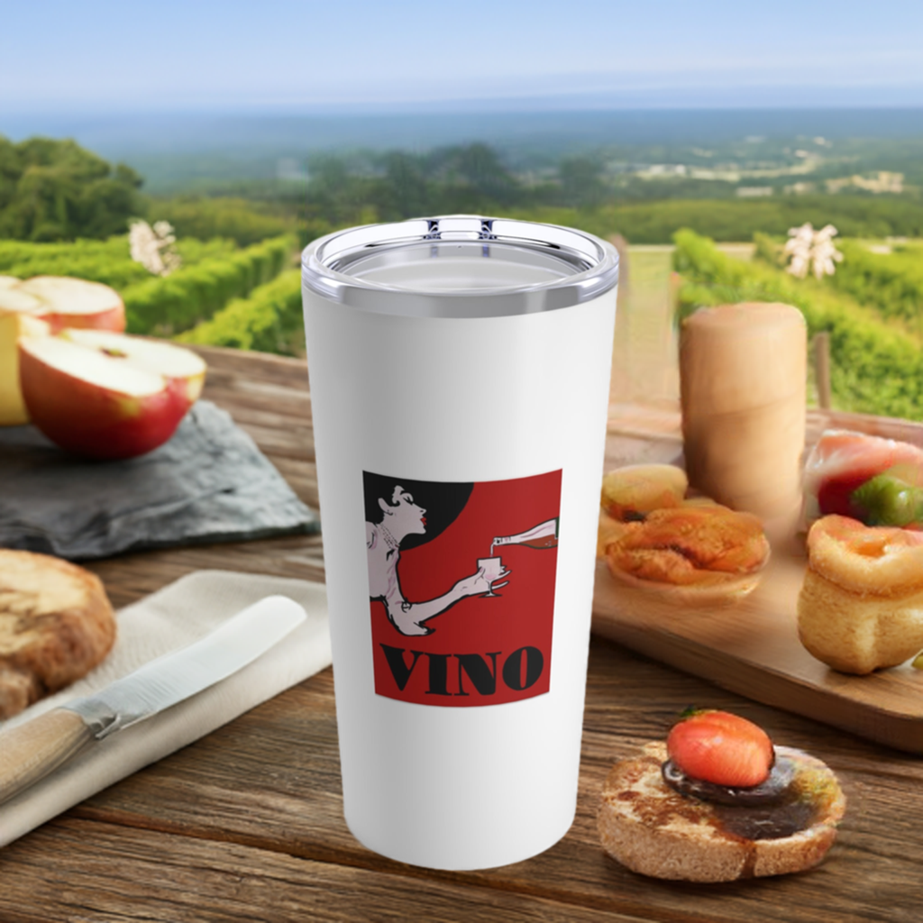 20oz Wine Tumbler - Vino Vintage Wine Art + Vacuum-Insulated + Retro