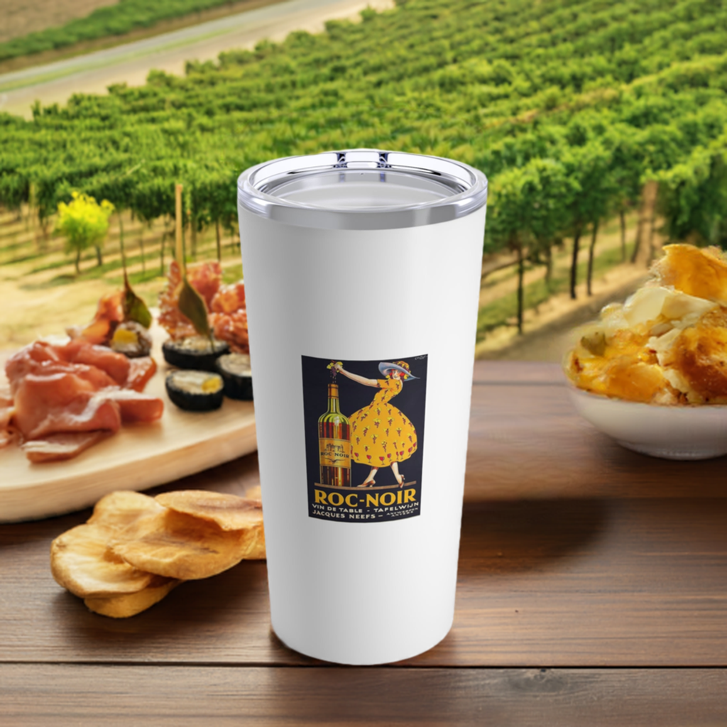 20oz Wine Tumbler - Roc-Noir Vintage Wine Art + Vacuum-Insulated +