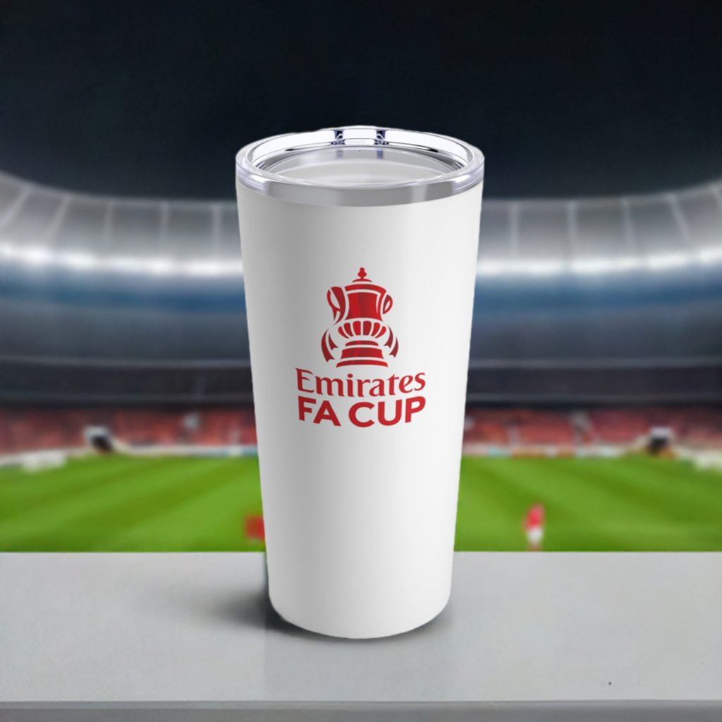 20oz Wine Tumbler - Emirates Airlines FA Cup + Vacuum-Insulated + Retro - Great Gift for Soccer Fans - Gift For Him / Gift For Her
