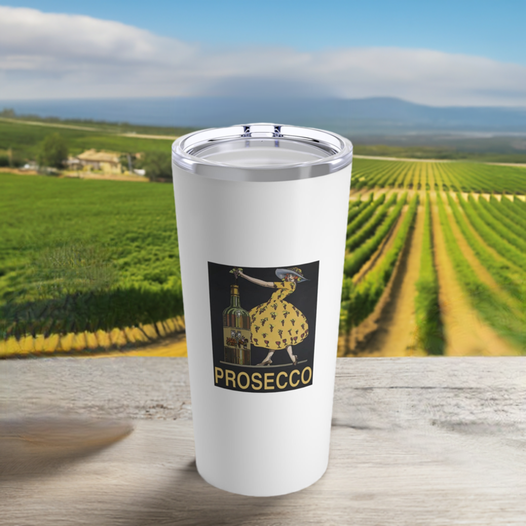 20oz Wine Tumbler - Prosecco Vintage Wine Art + Vacuum-Insulated +