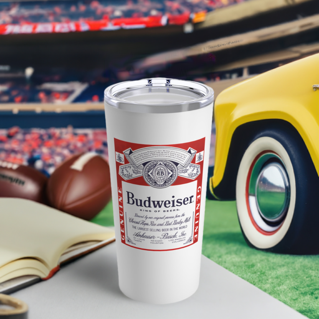 Budweiser 20oz Travel Mug Tumbler + Vacuum-Insulated + Retro - Bud Gift