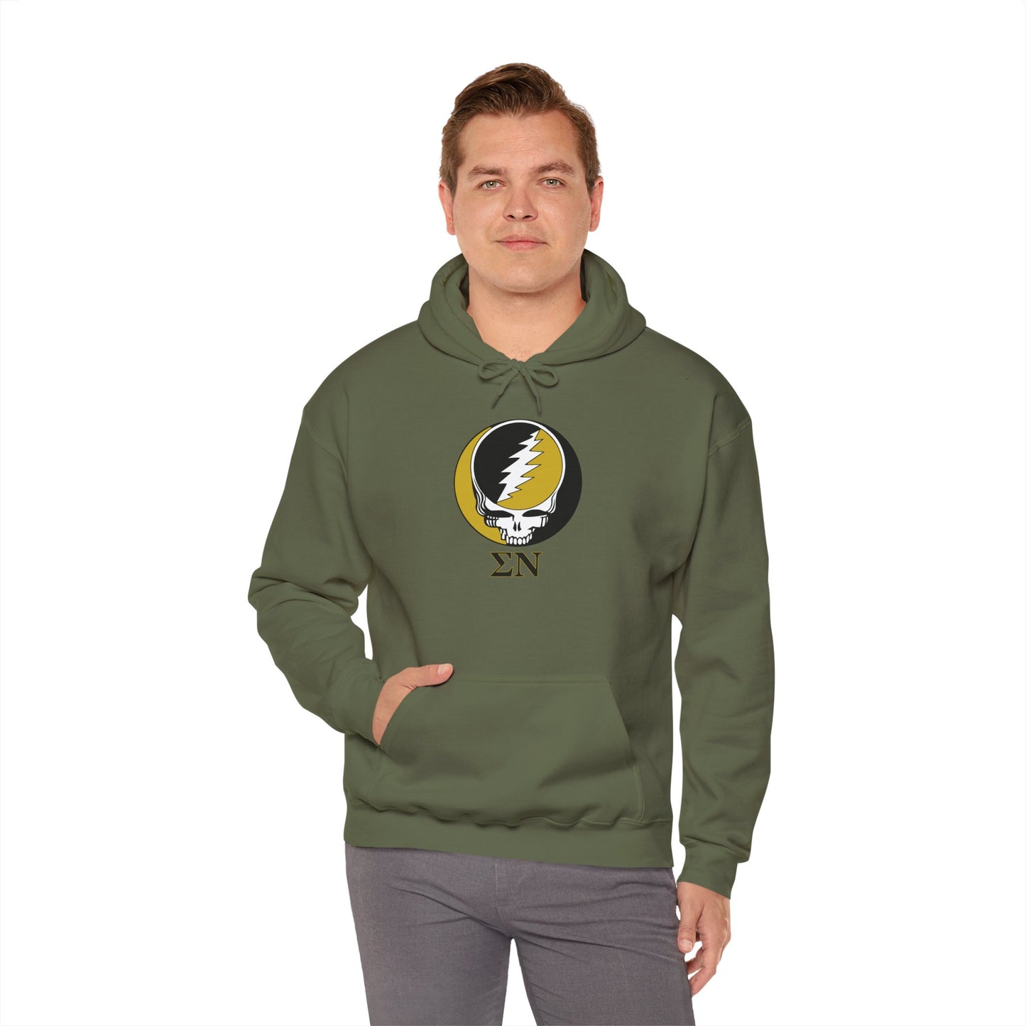 OBIZZY - Personalized Sigma Nu Grateful Dead Unisex Heavy Blend Hoodie - Hooded Sweatshirt - Add A Name or Nickname To The Back for Free!