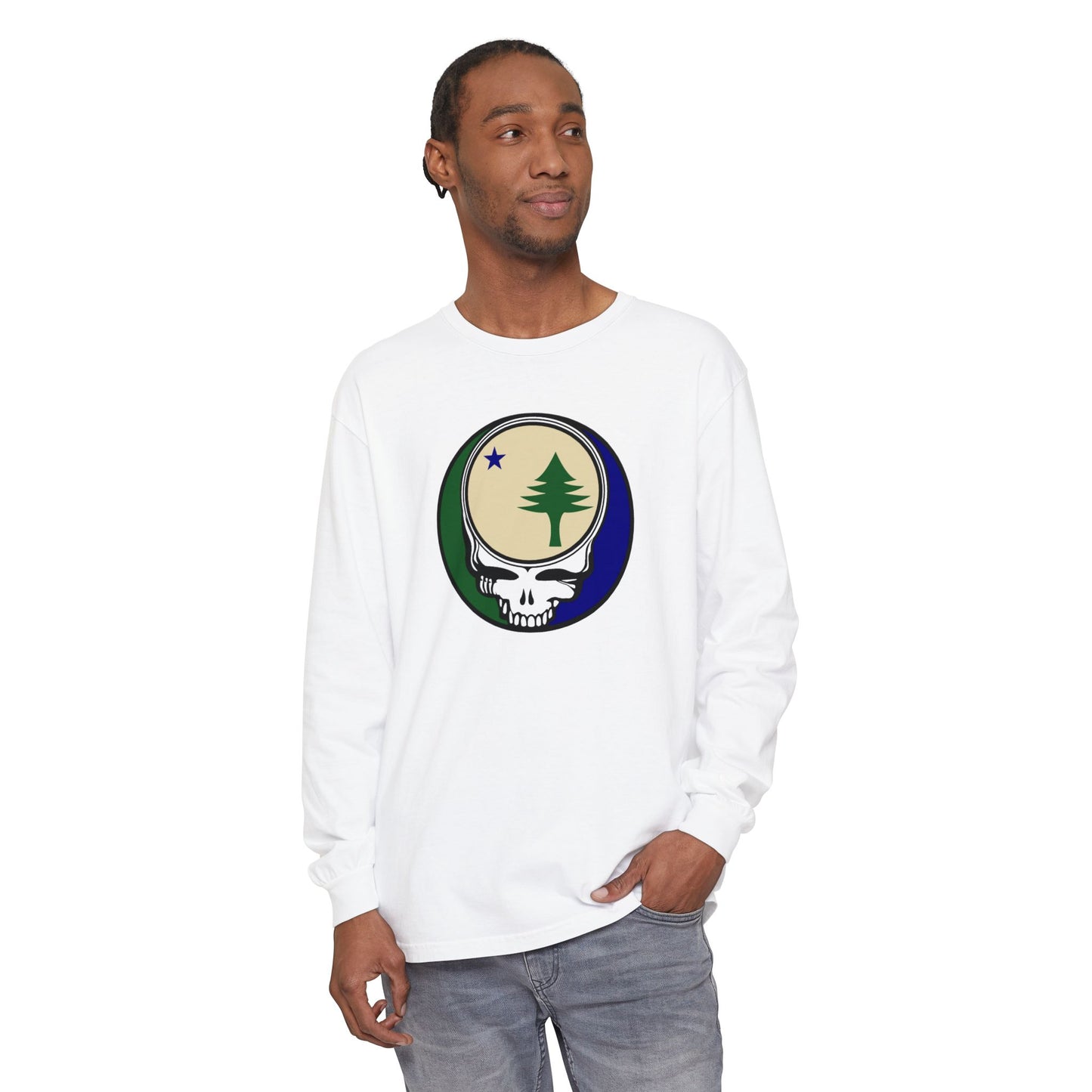 Maine Unofficial State Flag Vineyard Collection Unisex Garment-dyed Long Sleeve