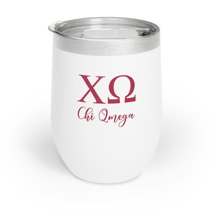 Personalized Chi Omega Sorority Wine Tumbler - 12oz Vacuum Insulated