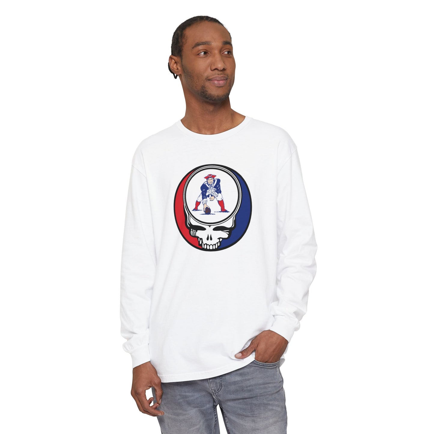 New England Patriots "Pat the Patriot" Vineyard Collection Unisex Garment-dyed Long Sleeve