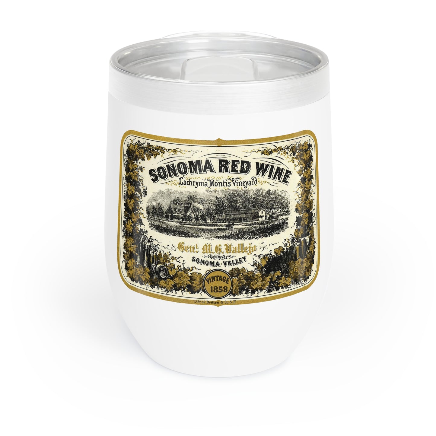 Wine Tumbler - Sonoma Red Wine Label - 1889 Vintage