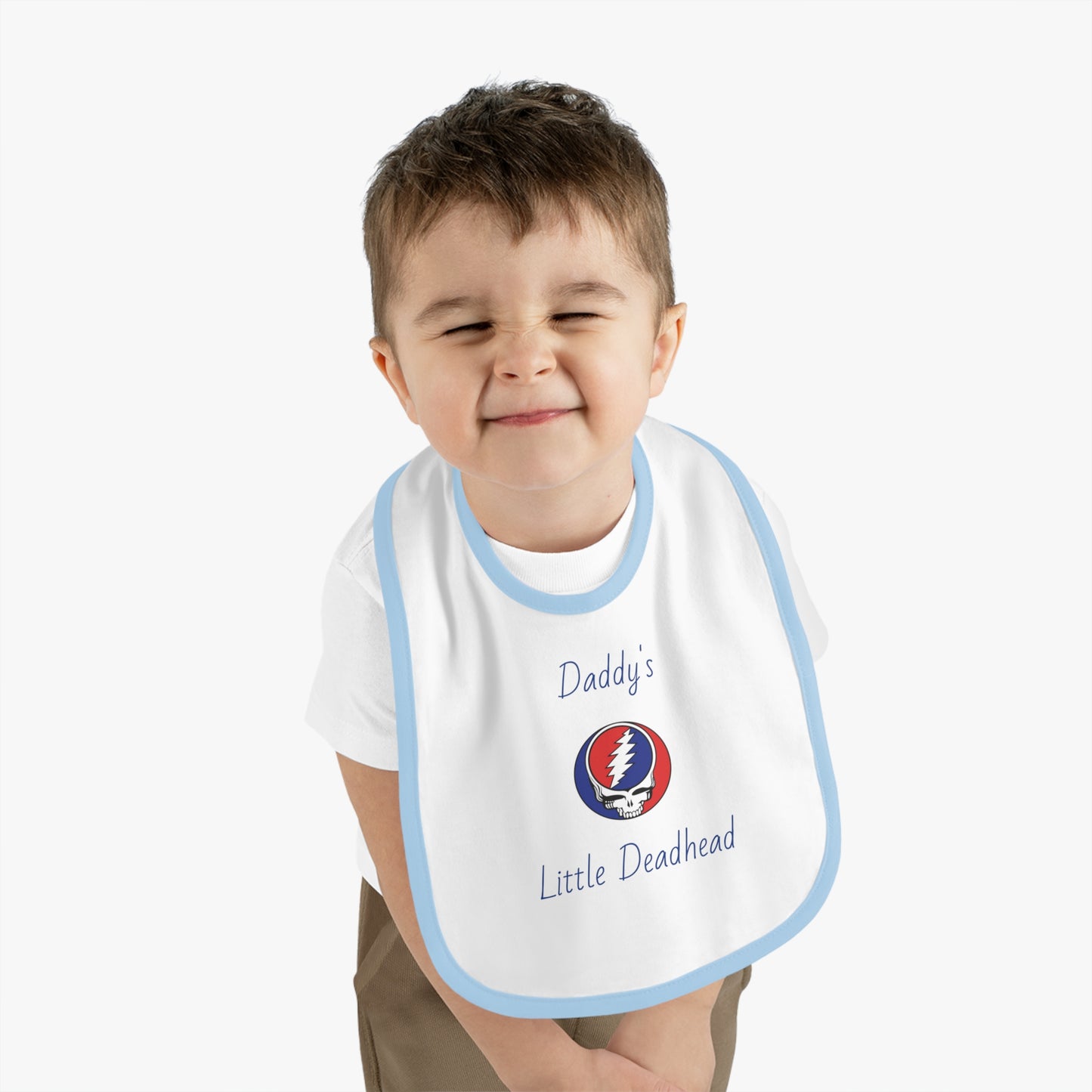 Daddy's Little Deadhead Baby Bib - Pink or Blue