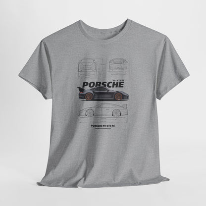 Porsche 911 GT3 RS Blueprint Collection Unisex Cotton Tee