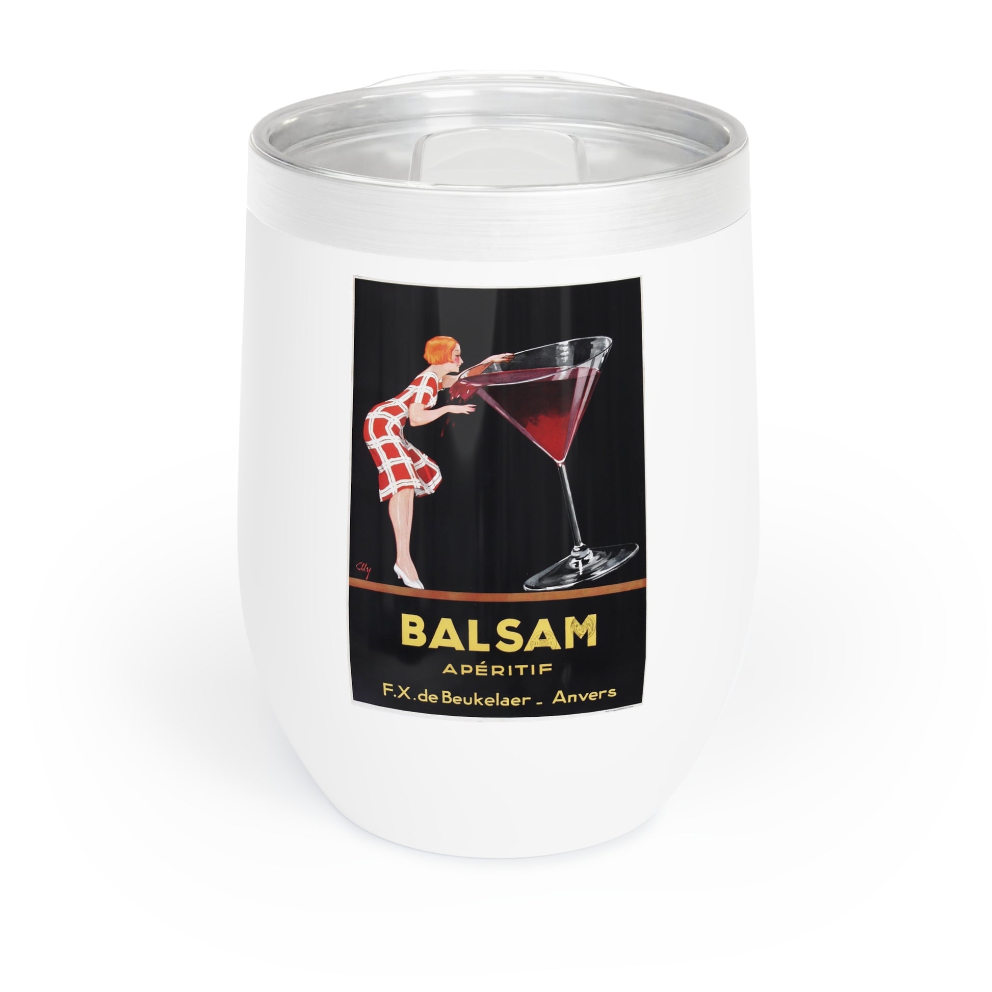 12oz Wine Tumbler - Balsam Aperitif Vintage Wine Art - Retro - Vacuum-Insulated Hot/Cold