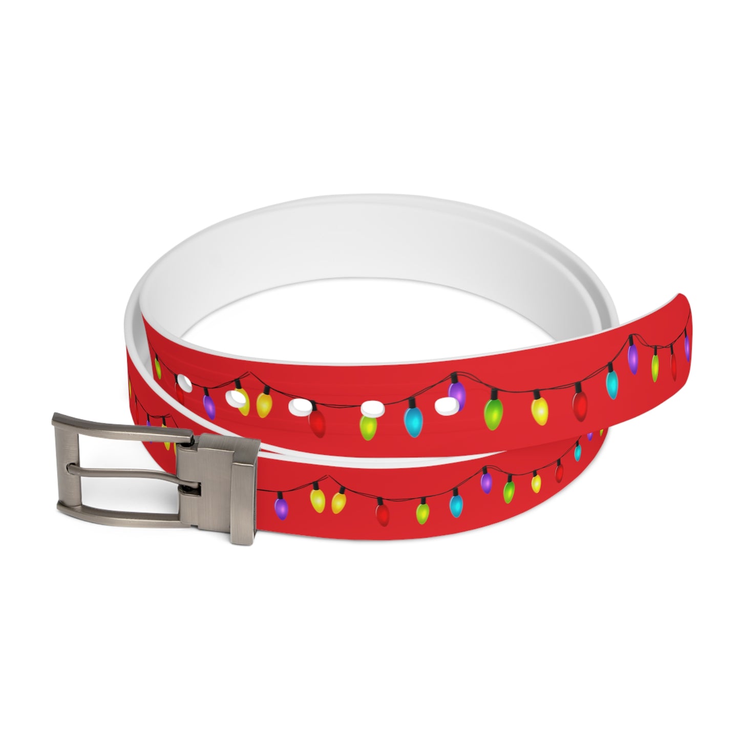 Ugly Christmas Belt - Holiday Lights - Red - Men'