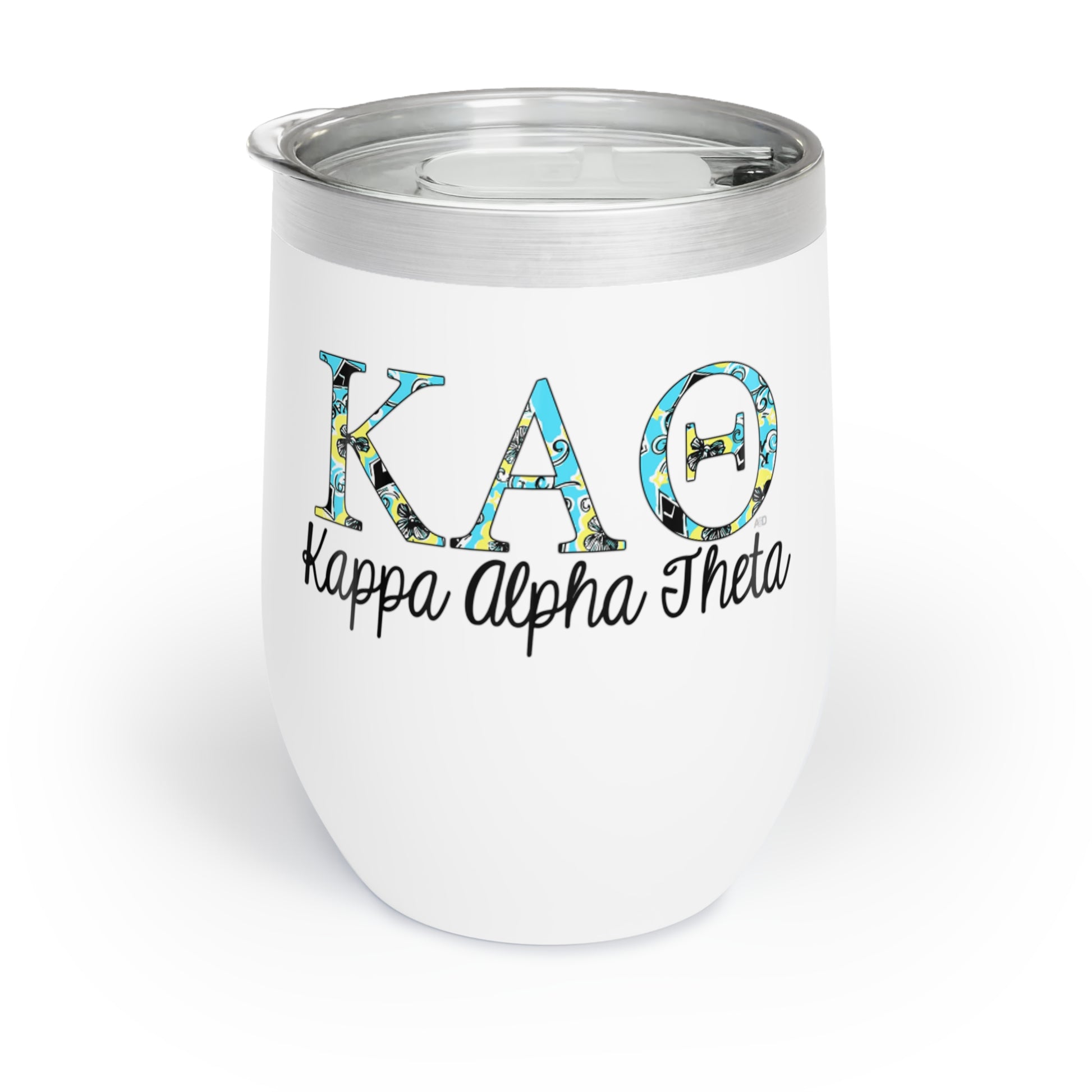 Personalized Kappa Alpha Theta Sorority Wine Tumbler - KAT - 12oz Vacuum Insulated