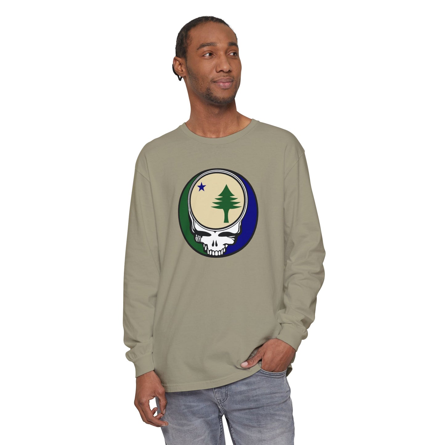 Maine Unofficial State Flag Vineyard Collection Unisex Garment-dyed Long Sleeve