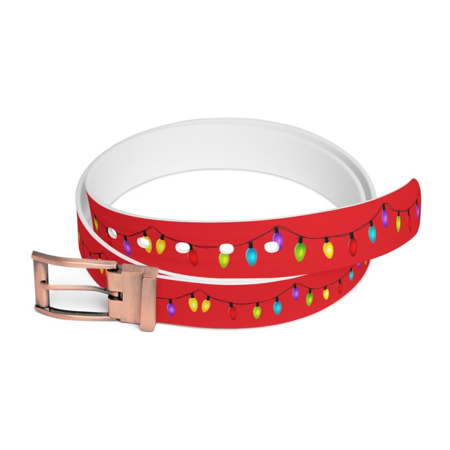 Ugly Christmas Belt - Holiday Lights - Red - Men'