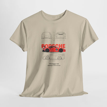 Porsche GT3 RS Blueprint Collection Unisex Cotton Tee