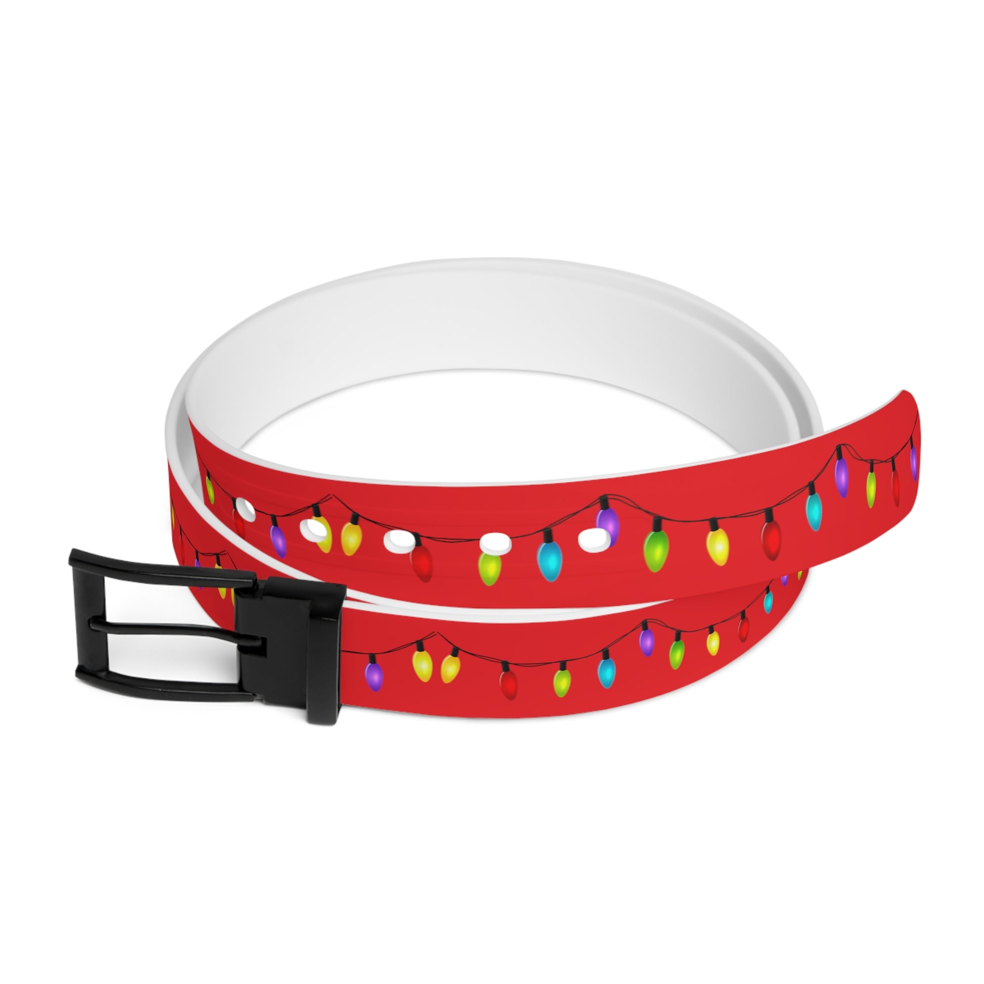 Ugly Christmas Belt - Holiday Lights - Red - Men'