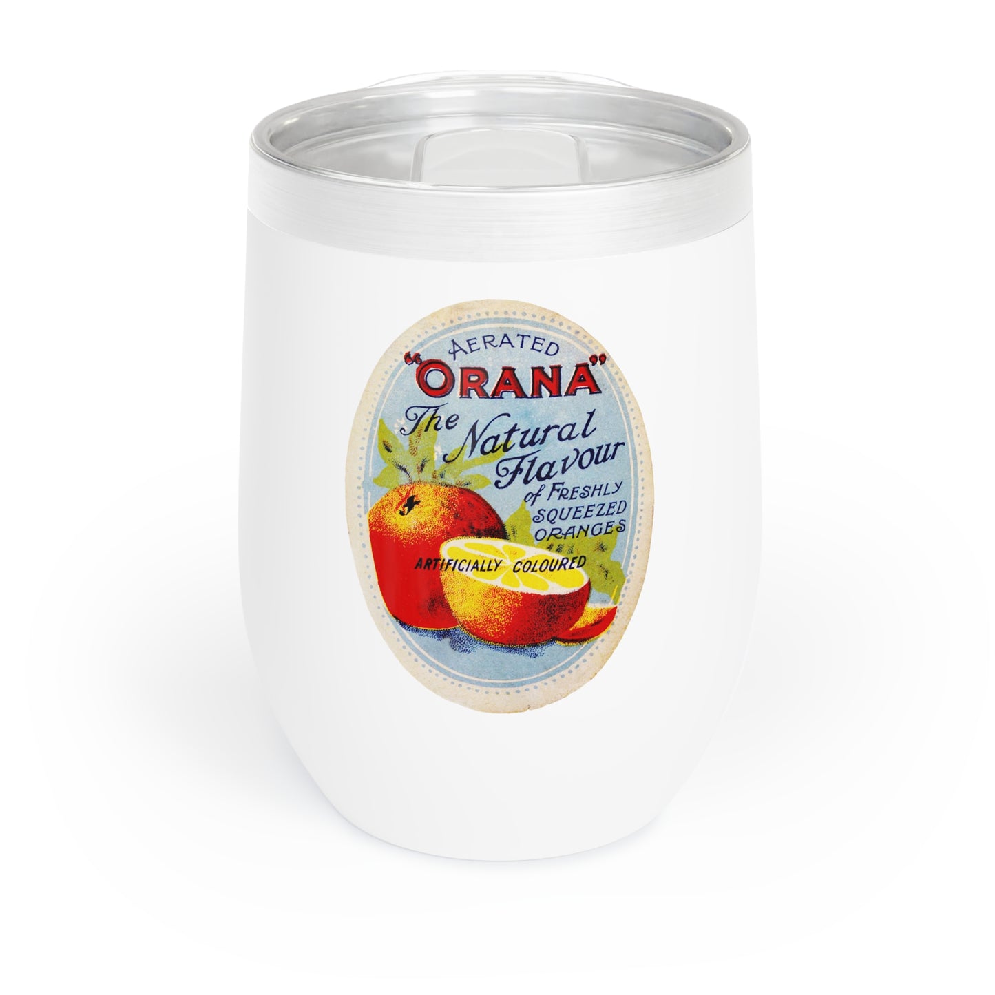 Wine Tumbler - Vintage Orana Fresh Orange Beverage Label