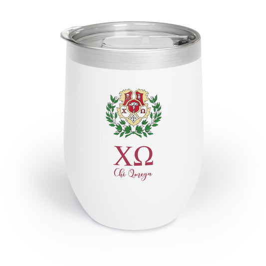 Personalized Chi Omega Sorority Wine Tumbler - 12oz Vacuum Insulated