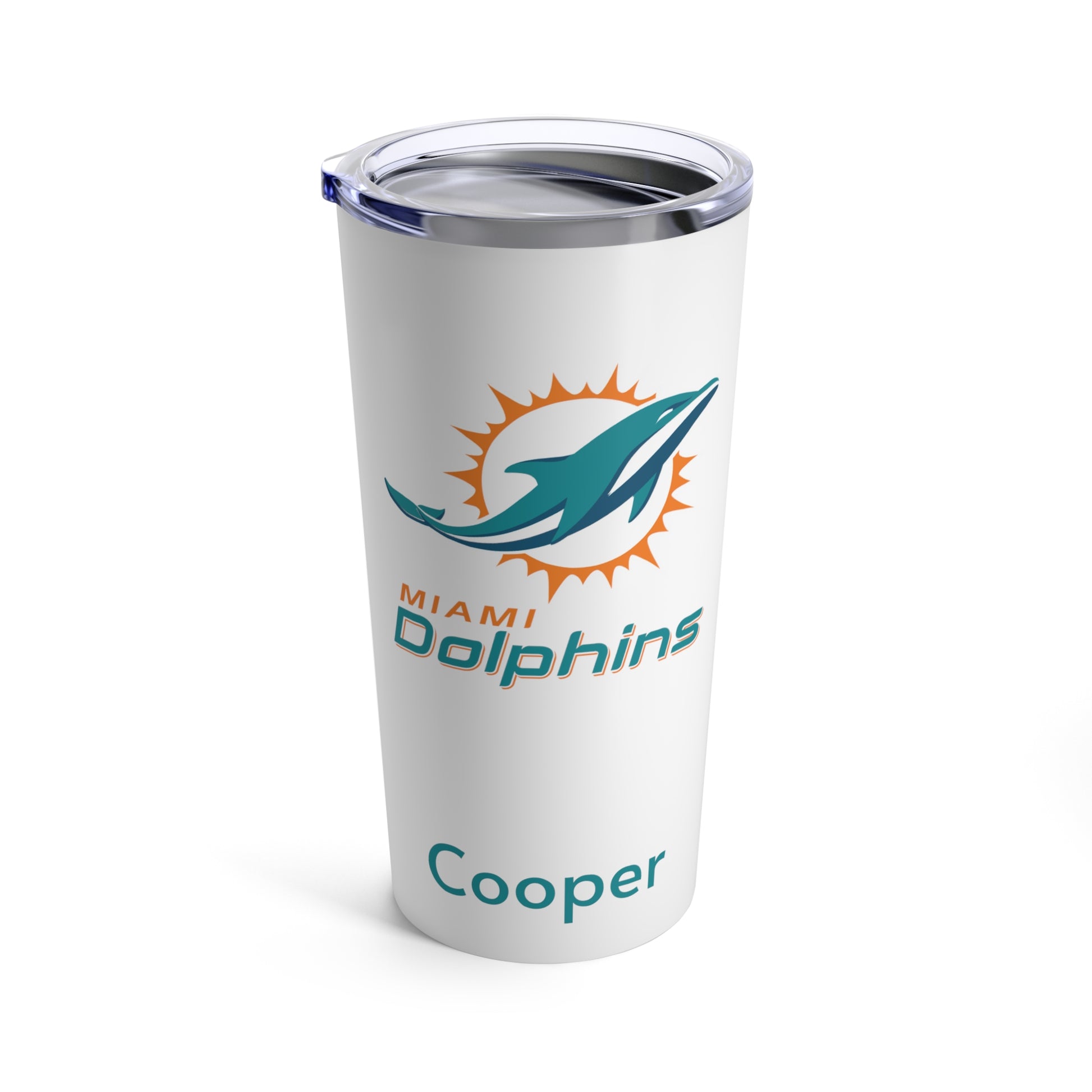 Personalized Miami Dolphins 20oz Travel Mug / Tumbler + Vacuum-Insulated } Add