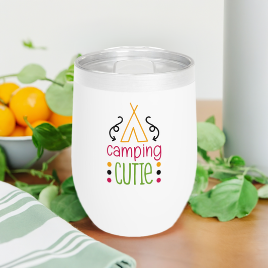 12oz Wine Tumbler - Camping Cutie - Vacuum-Insulated Hot/Cold - Camping/RV Life