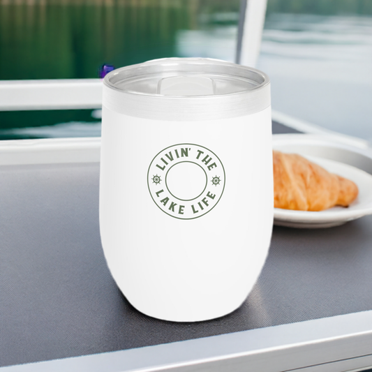 12oz Wine Tumbler - Lake Life - Vacuum-Insulated Hot/Cold