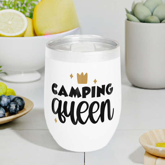 12oz Wine Tumbler - Camping Queen - Vacuum-Insulated Hot/Cold