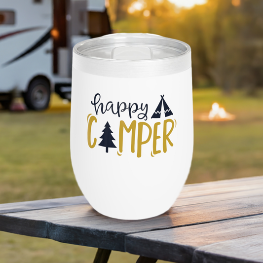 Happy Camper 12oz Wine Tumbler